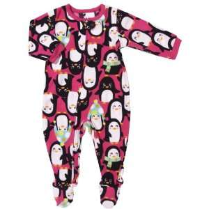  Girls Fleece Penguin Footed Blanket Sleeper Pajamas (6 Kids) Baby