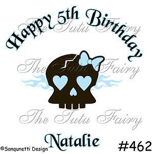 Baby Blue Skull Punk girly birthday shirt name age personalized custom 