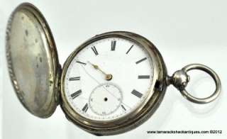Antique 19thC M.J. Tobias London KW Silver Hunters Case Pocket Watch 