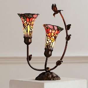  Tiffany Style 2 Light Hummingbird Accent Lamp