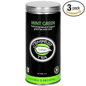 Tempest Tea, Organic Mint Green Tea, 20 Count Tea Bags per Tin (Pack 