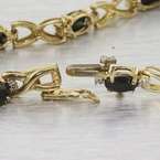 Yellow Gold Diamond & Onyx Vintage Tennis Bracelet  
