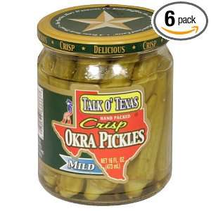 Talk O Texas, Okra Pickled Mild, 16 Ounce (6 Pack)  