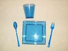Square Plate/Cup Set Blue Fits 18&American Girl Doll