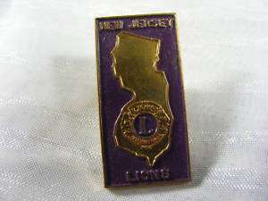 Vintage 1960s New Jersey Lions Club Pin Pinback  