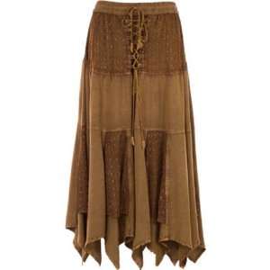  SKIRT   EMBROIDERED BRONZE RAYON LARGE 