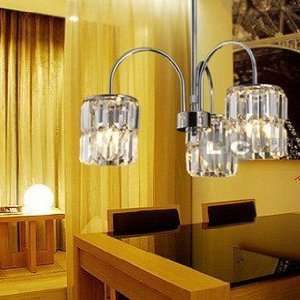  Modern Bar Pendant Light with 3 Lights in Crystal Shade 