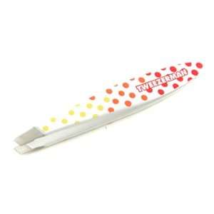 Mini Slant Tweezer Hot for Dots   White with Red, Orange & Yellow Dots 