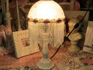 SHABBY EMBELLISHED LAMPw.BEADED TRIM~Cottage~Chic  