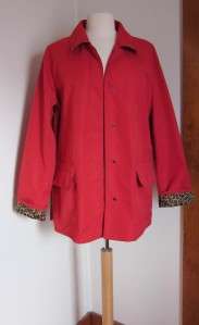 dennis basso Red Raincoat Womens size Medium Snap Front  