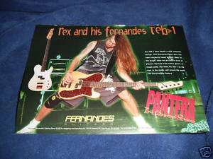 Fernandes Basswood Bass Guitar   Rex Pantera 1995 Ad  