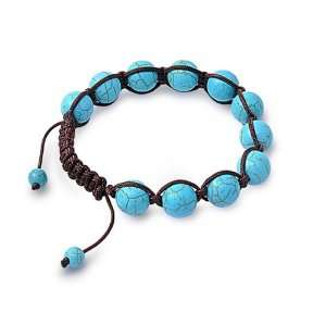  Tibetan Knotted Bracelet  Turquoise w/ Brown String   Bead 
