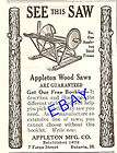 1911 APPLETON BELT DRIVE WOOD SAW AD BATAVIA ILLINOIS