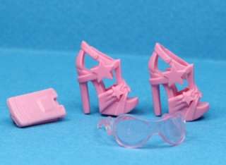 Pink Star High Heel Shoes Sunglasses Phone for Barbie  