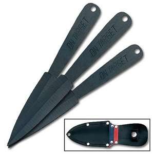  On Target 3 Piece Throwing Knife Set with Sheath Sports 