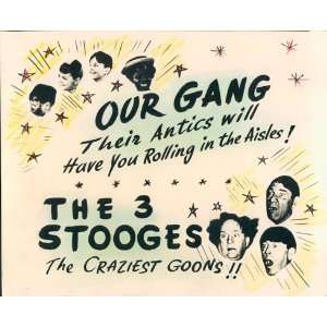  OUR GANG & THE THREE STOOGES ORIGINAL LOBBY ART 1950S 