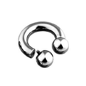   Steel Horse Shoe Ring Internal Thread Ball Beads 0 Gauge 15mm Jewelry