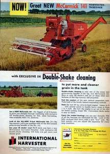 1954 McCormick International 141 Thresher Tractor Original Color Ad 