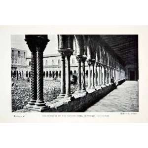  1904 Print Cloister Benedictine Monreale Cathedral Sicily 