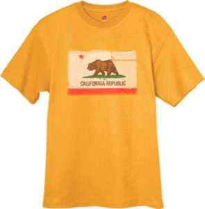 CA California Bear State Flag tee shirt YELLOW T SHIRT  