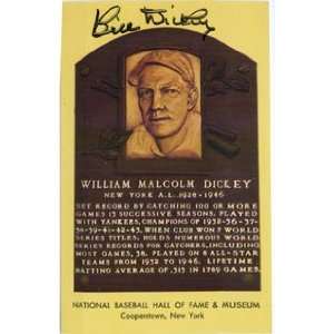  Signed Dickey, Bill Hall of Fame Plaque Post Card Sports 