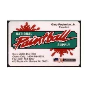 Collectible Phone Card National Paintball Supply (NJ) Gino Postorivo 