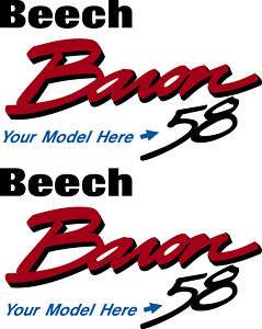 Beechcraft Baron Logo 55 thru 58 Decal PAIR FREE SHIP  
