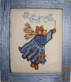 Honey Bee Creations Cross Stitch Chart + Buttons  Peace Bear  