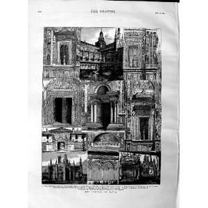   1883 CERTOSA PAVIA ARCHITECTURE CLOISTER LAVABO PRINT