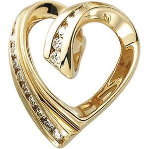  14K Yellow Gold Diamond Heart Chain Slide 