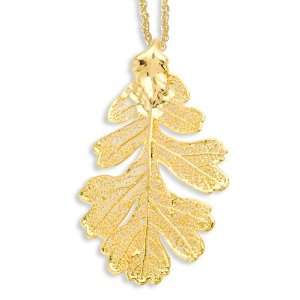  24k Gold Dipped Oak Leaf w/ Gold plated Chain Jewelry