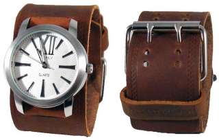 NEMESIS BROWN RETRO WIDE BAND LEATHER SPORTS CUFF WATCH  