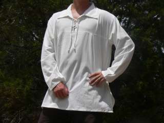 Large Cotton Renaissance Shirt Lace Up Pirate Medieval Costume LARP 