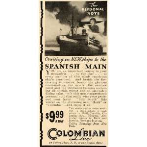 1934 Ad Colombian Line Watercraft Navigation Cruise   Original Print 
