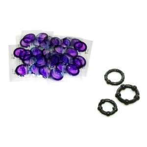   Latex Condoms Lubricated 12 condoms Plus 3 Black Beaded ERECTION AIDS