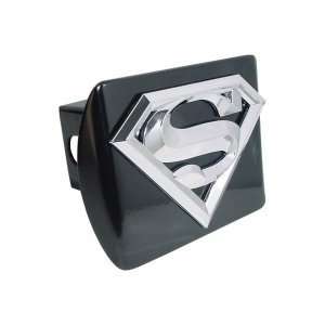 Superman Black 3D Chrome S Emblem Steel Trailer Hitch Cover Fits 2 