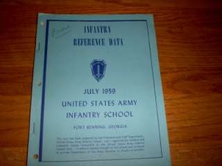ARMY EXTRACT INFANTRY REFERENCE DATA FORT BENNING 1959  