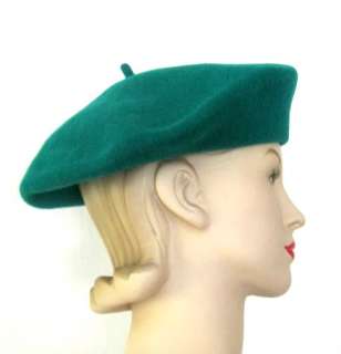 Classic Emerald Green Wool Beret Hat  