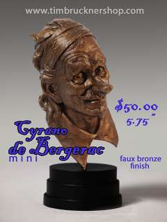 Cyrano de Bergerac Resin Bust Bronze Finish Miniature 5.75  