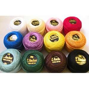 12 Solid Color Balls Anchor Thread 100% Cotton. Most Demanding Colors