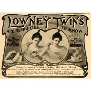   Vintage Ad Lowney Chocolate Victorian Twins Women   Original Print Ad