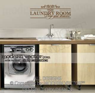 LAUNDRY ROOM Vinyl Wall Quote Decal DROP YOUR DRAWERS  