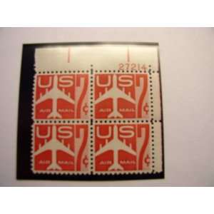   Stamps, 1960, Silhouette of Jet, S# C60, Block of 4 7 Cent Stamps, MNH