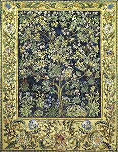   Tapestry William Morris Garden Tree of Life Blue Home Decor Art  