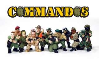 The 16 military commando figures stands about 1.75 tall   about 1/32 