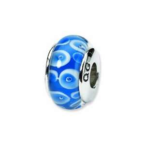   Blue/White Hand blown Glass Bead (4mm Diameter Hole) West Coast