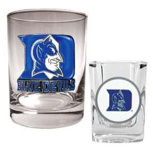 Duke University Blue Devils Rock Glass & Shot Glass Set  