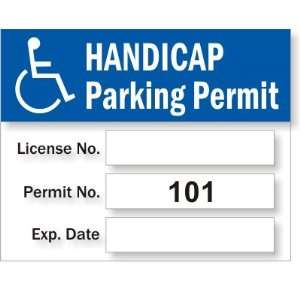 Parking Permit   Handicapped Prenumbered 101 200   Static Cling Vinyl 