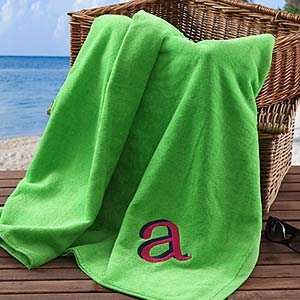  Green Personalized Initial Beach Towels