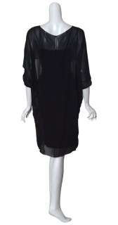 TERI JON Frothy Black Silk Chiffon Flutter Dress 16 NEW  